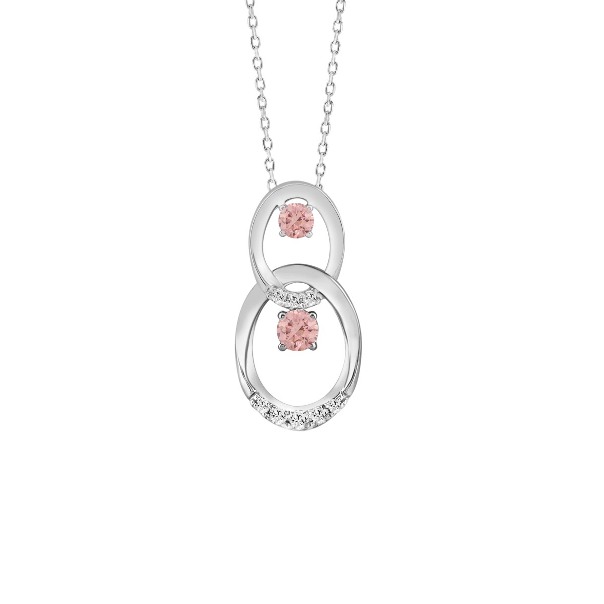ETERNAL BLUSH COLLECTION LADIES PENDANT 1/3CT ROUND DIAMOND 14K WHITE GOLD WITH CHAIN (ROUND PINK)