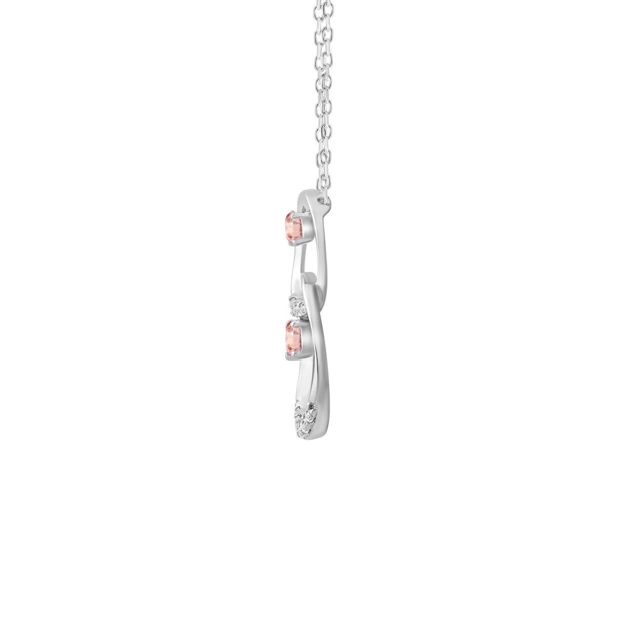 ETERNAL BLUSH COLLECTION LADIES PENDANT 1/3CT ROUND DIAMOND 14K WHITE GOLD WITH CHAIN (ROUND PINK)
