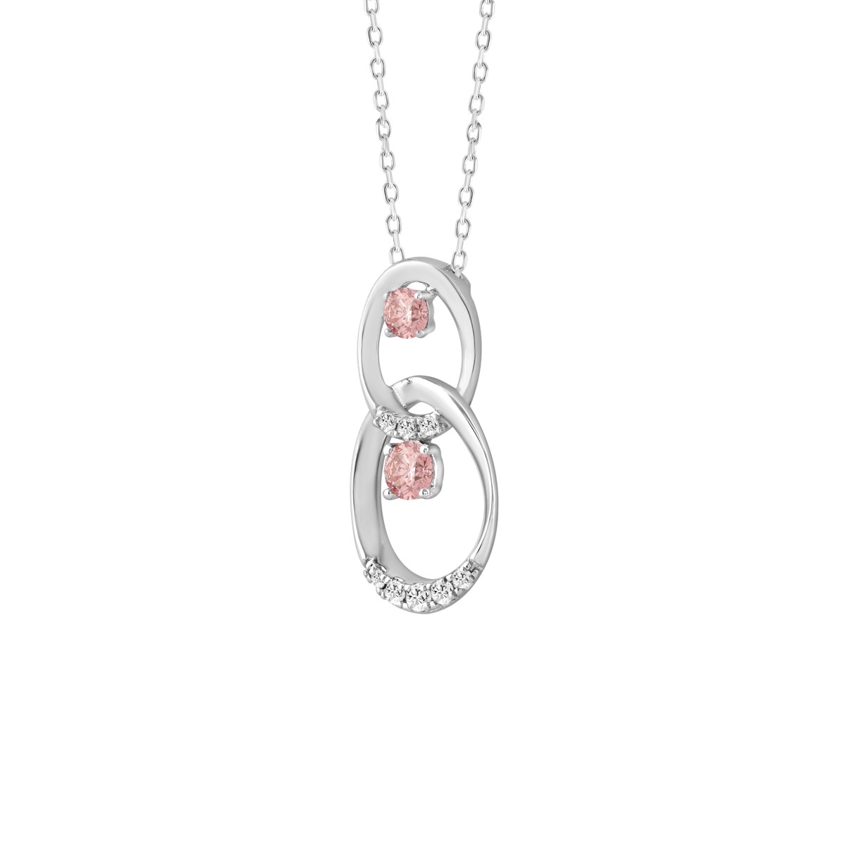 ETERNAL BLUSH COLLECTION LADIES PENDANT 1/3CT ROUND DIAMOND 14K WHITE GOLD WITH CHAIN (ROUND PINK)