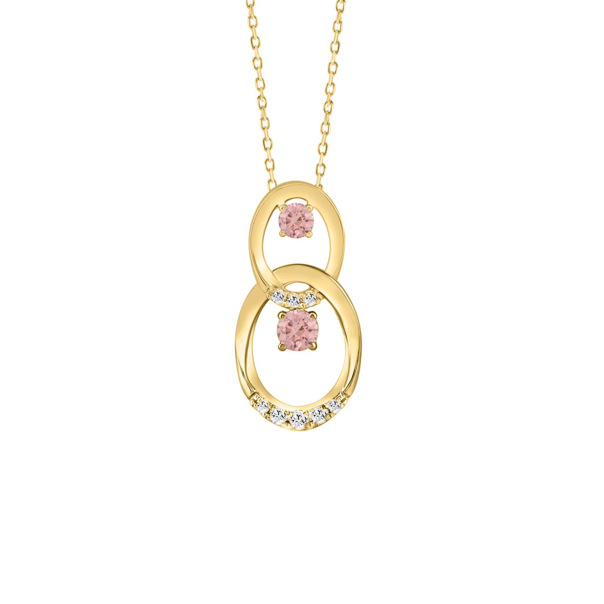 ETERNAL BLUSH COLLECTION LADIES PENDANT 1/3CT ROUND DIAMOND 14K YELLOW GOLD WITH CHAIN (PINK ROUND)