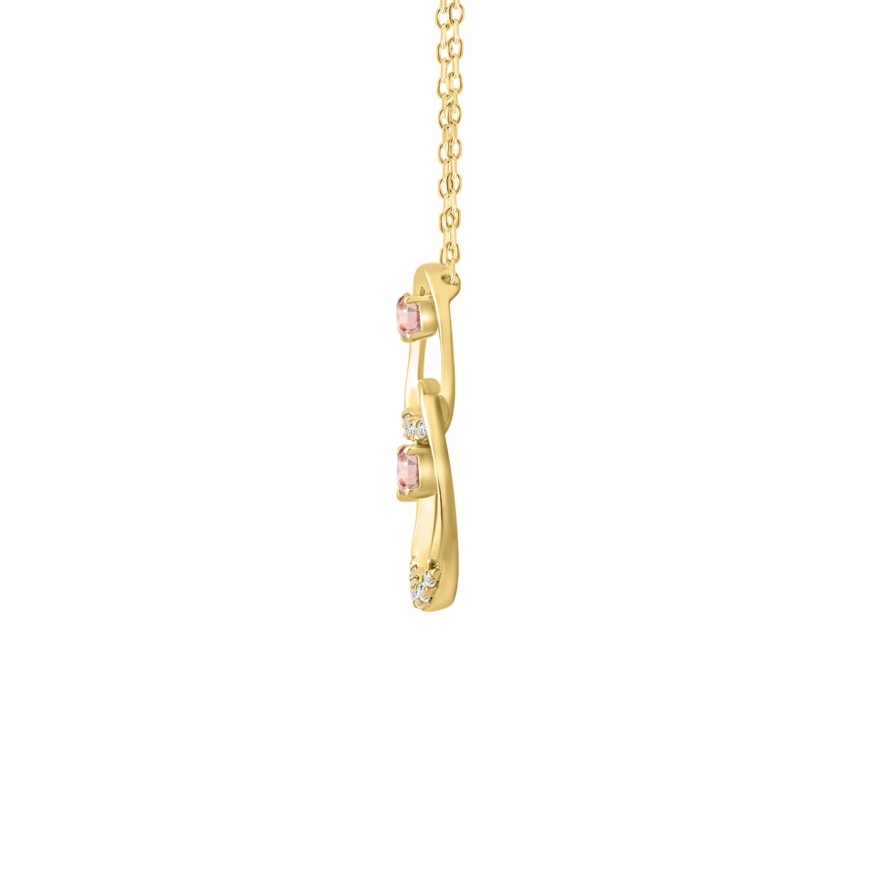 ETERNAL BLUSH COLLECTION LADIES PENDANT 1/3CT ROUND DIAMOND 14K YELLOW GOLD WITH CHAIN (PINK ROUND)