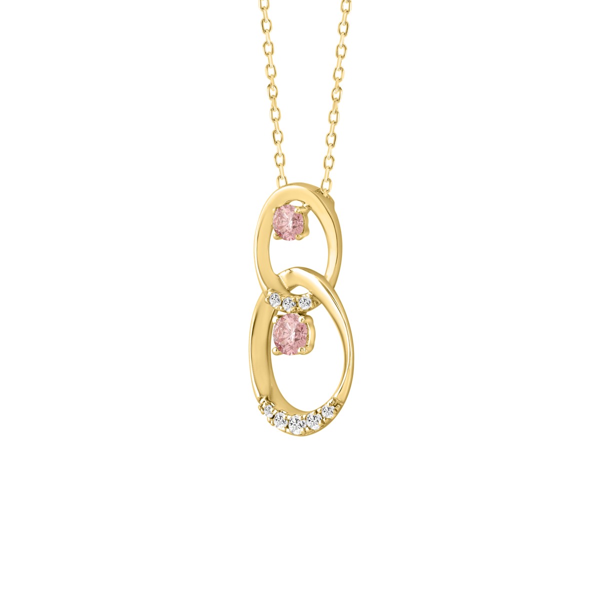 ETERNAL BLUSH COLLECTION LADIES PENDANT 1/3CT ROUND DIAMOND 14K YELLOW GOLD WITH CHAIN (PINK ROUND)
