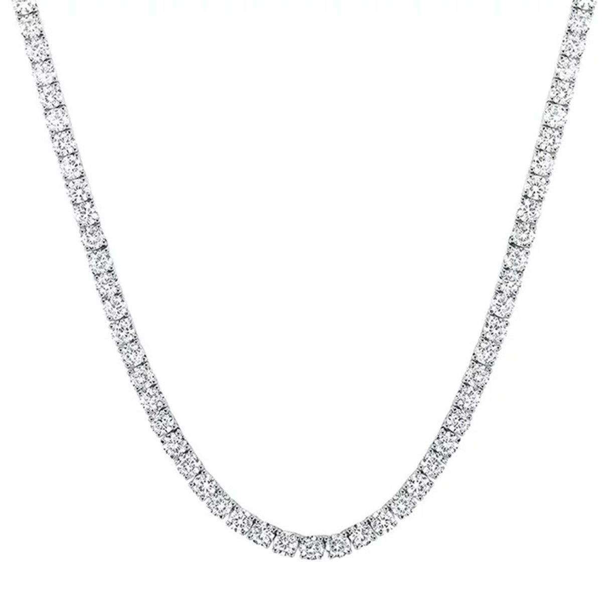 LADIES TENNIS NECKLACE 8 1/2CT ROUND DIAMOND 14K WHITE GOLD 