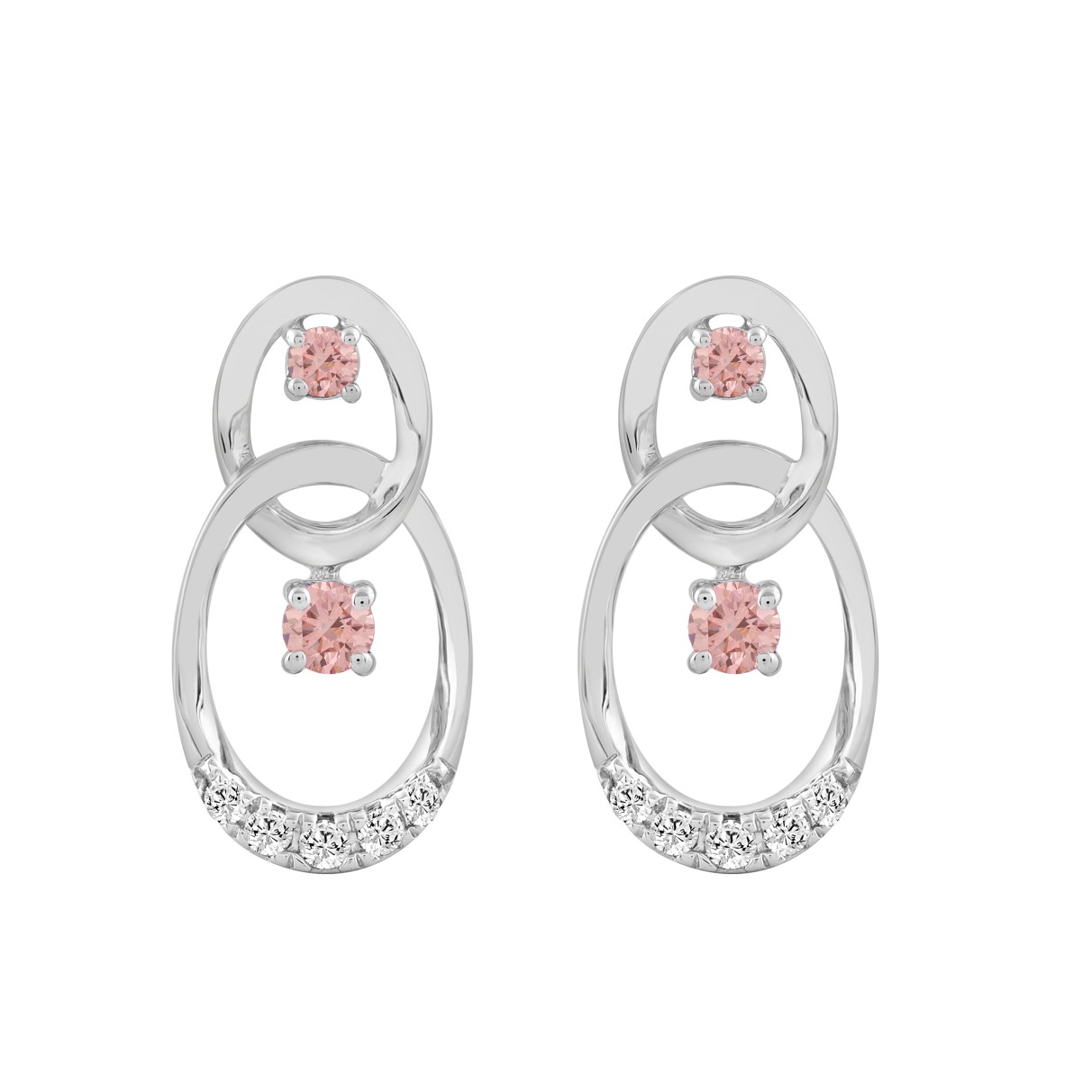 LADIES EARRINGS 1/2CT ROUND DIAMOND 14K WHITE GOLD...