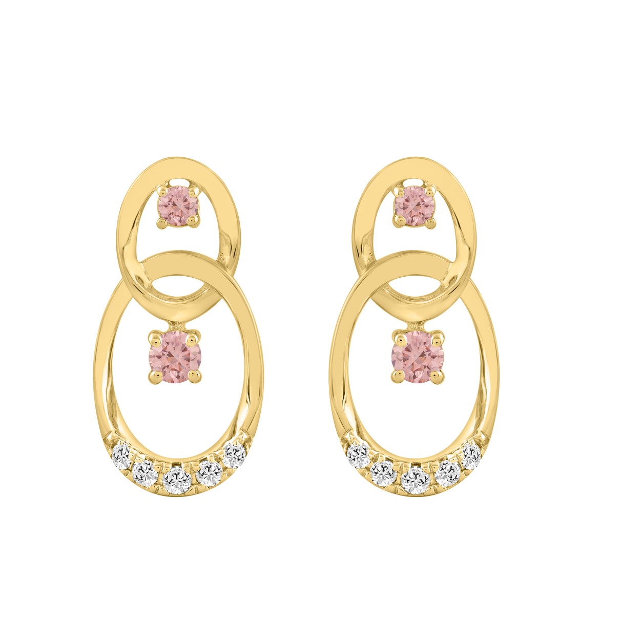 LADIES EARRINGS 1/2CT ROUND DIAMOND 14K YELLOW GOL...