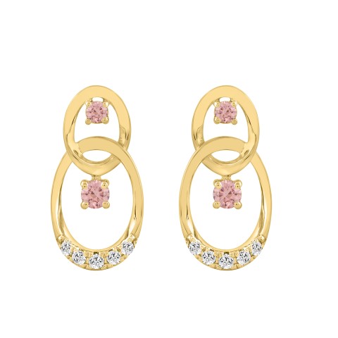 LADIES EARRINGS 1/2CT ROUND DIAMOND 14K YELLOW GOLD (CENTER STONE ROUND DIAMOND 1/3CT )