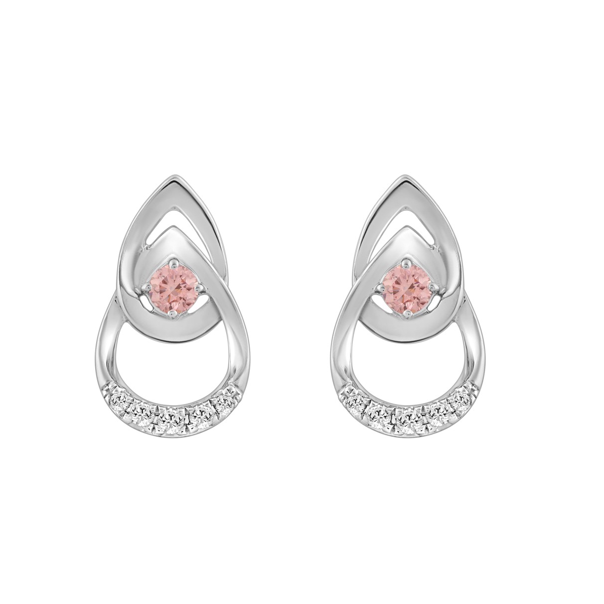 LADIES EARRINGS 1/3CT ROUND DIAMOND 14K WHITE GOLD...