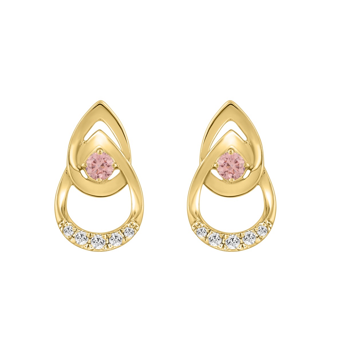 LADIES EARRINGS 1/3CT ROUND DIAMOND 14K YELLOW GOL...