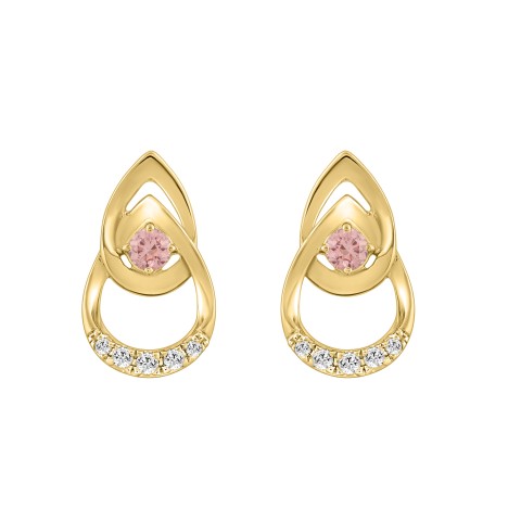 LADIES EARRINGS 1/3CT ROUND DIAMOND 14K YELLOW GOLD (CENTER STONE ROUND DIAMOND 1/5CT )