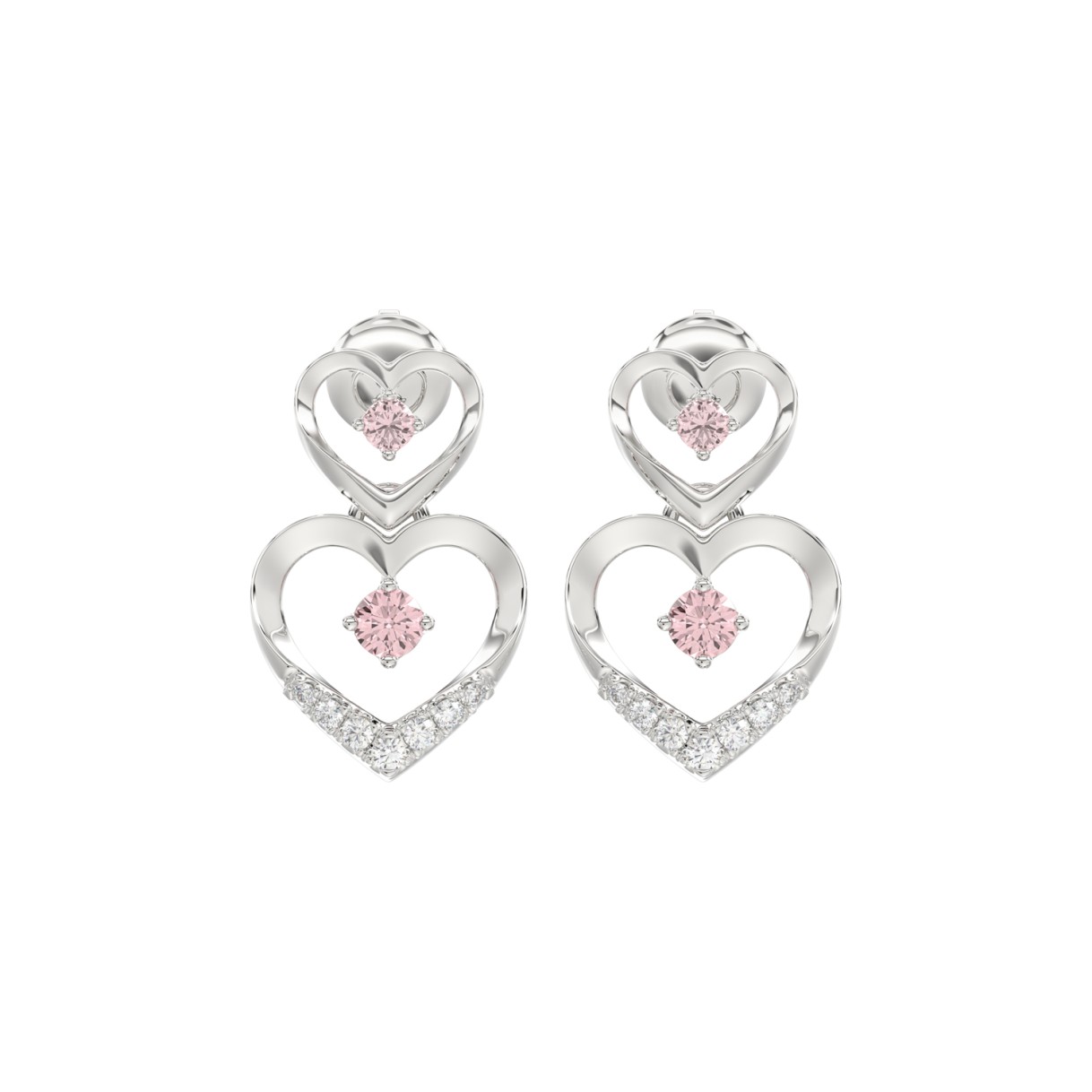 ETERNAL BLUSH COLLECTION LADIES EARRINGS 1/2CT ROUND DIAMOND 14K WHITE GOLD