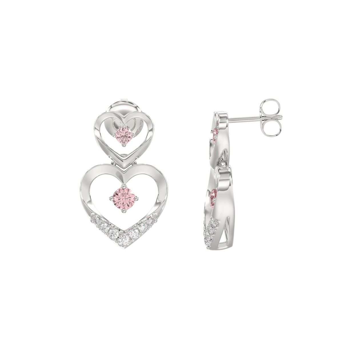 ETERNAL BLUSH COLLECTION LADIES EARRINGS 1/2CT ROUND DIAMOND 14K WHITE GOLD