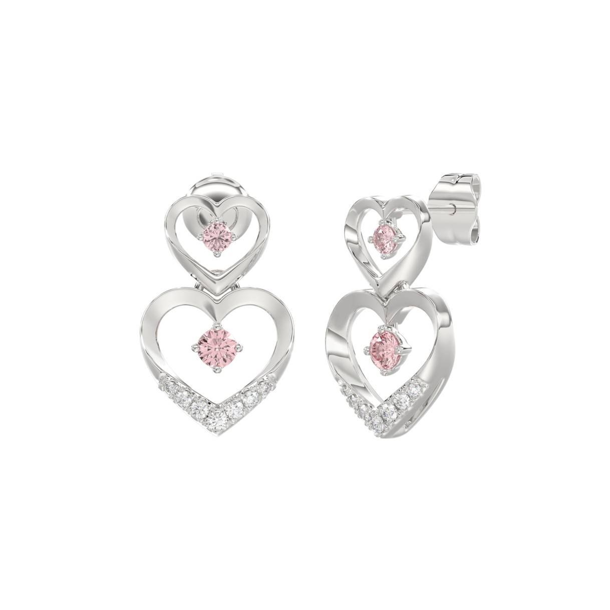 ETERNAL BLUSH COLLECTION LADIES EARRINGS 1/2CT ROUND DIAMOND 14K WHITE GOLD