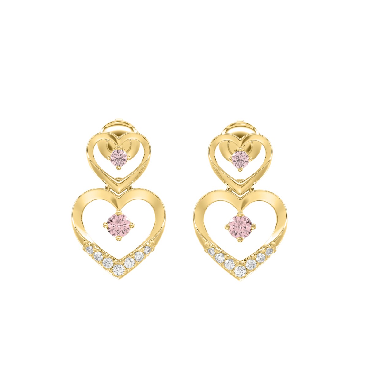 LADIES EARRINGS 1/2CT ROUND DIAMOND 14K YELLOW GOL...