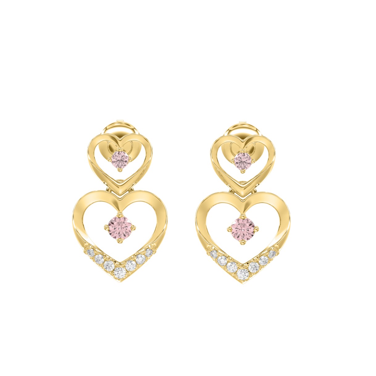 ETERNAL BLUSH COLLECTION LADIES EARRINGS 1/2CT ROUND DIAMOND 14K YELLOW GOLD (ROUND PINK)