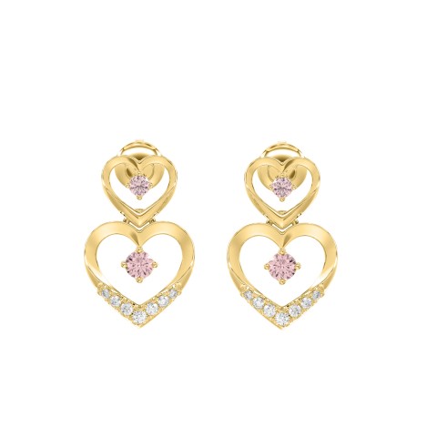 ETERNAL BLUSH COLLECTION LADIES EARRINGS 1/2CT ROUND DIAMOND 14K YELLOW GOLD (ROUND PINK)