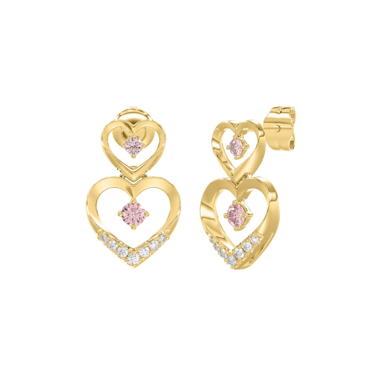 ETERNAL BLUSH COLLECTION LADIES EARRINGS 1/2CT ROUND DIAMOND 14K YELLOW GOLD (ROUND PINK)