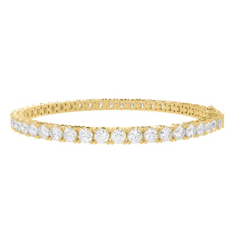 LADIES TENNIS BRACELET 5 5/8CT ROUND DIAMOND 14K YELLOW GOLD 