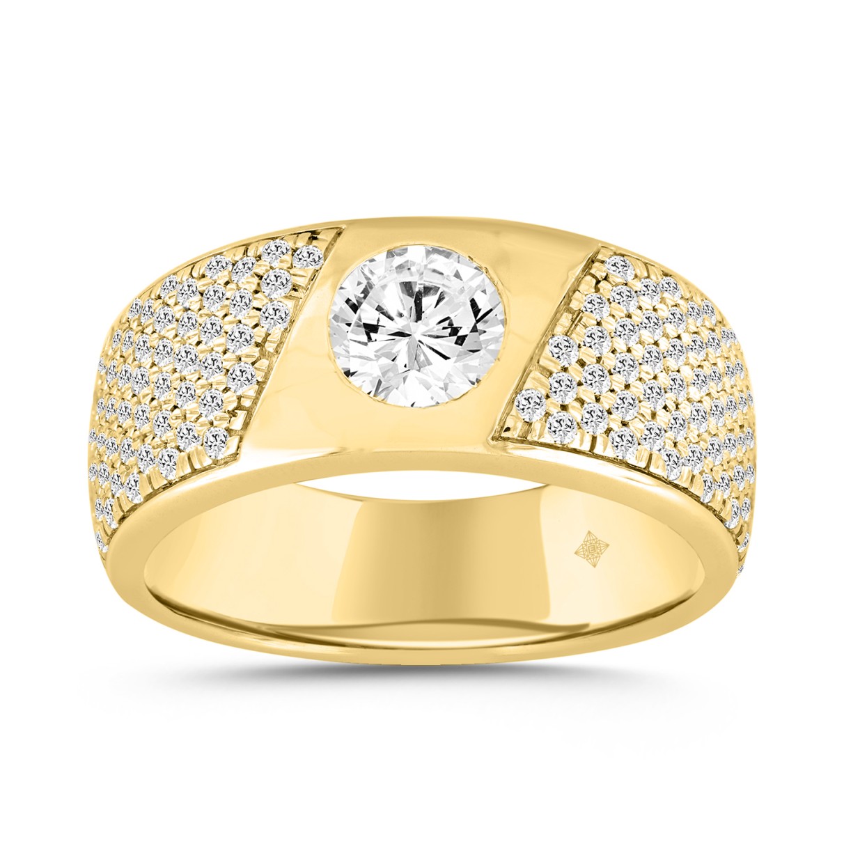 MEN'S BAND 1 1/2CT ROUND DIAMOND 10K YELLOW GOLD...