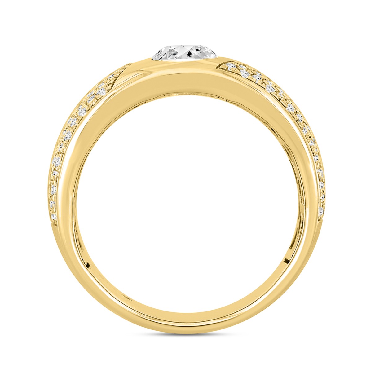 MEN'S BAND 1 1/2CT ROUND DIAMOND 10K YELLOW GOLD