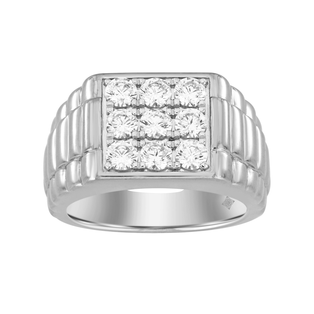 MEN'S RING 1 1/2CT ROUND DIAMOND 10K WHITE GOLD...