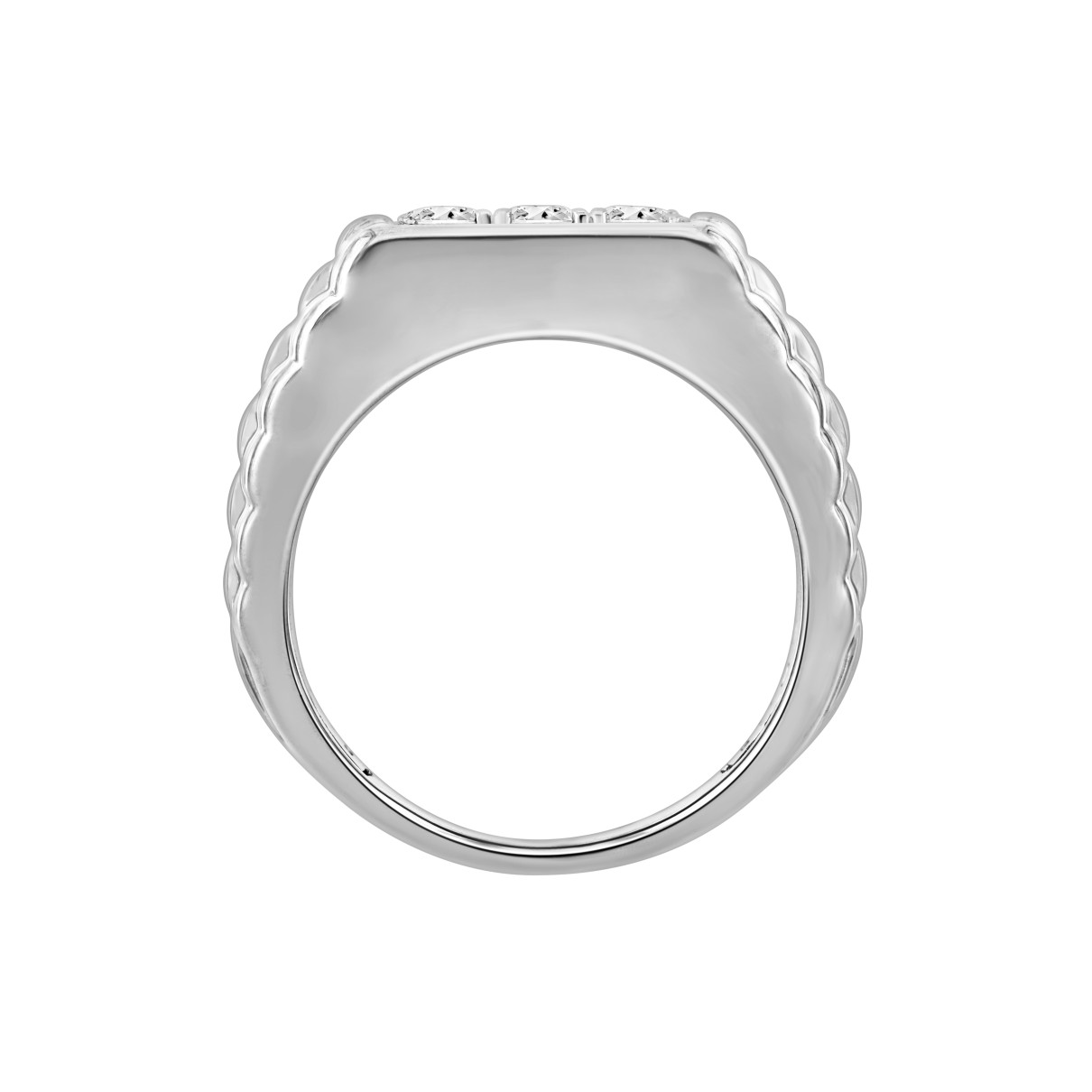 MEN'S RING 1 1/2CT ROUND DIAMOND 10K WHITE GOLD