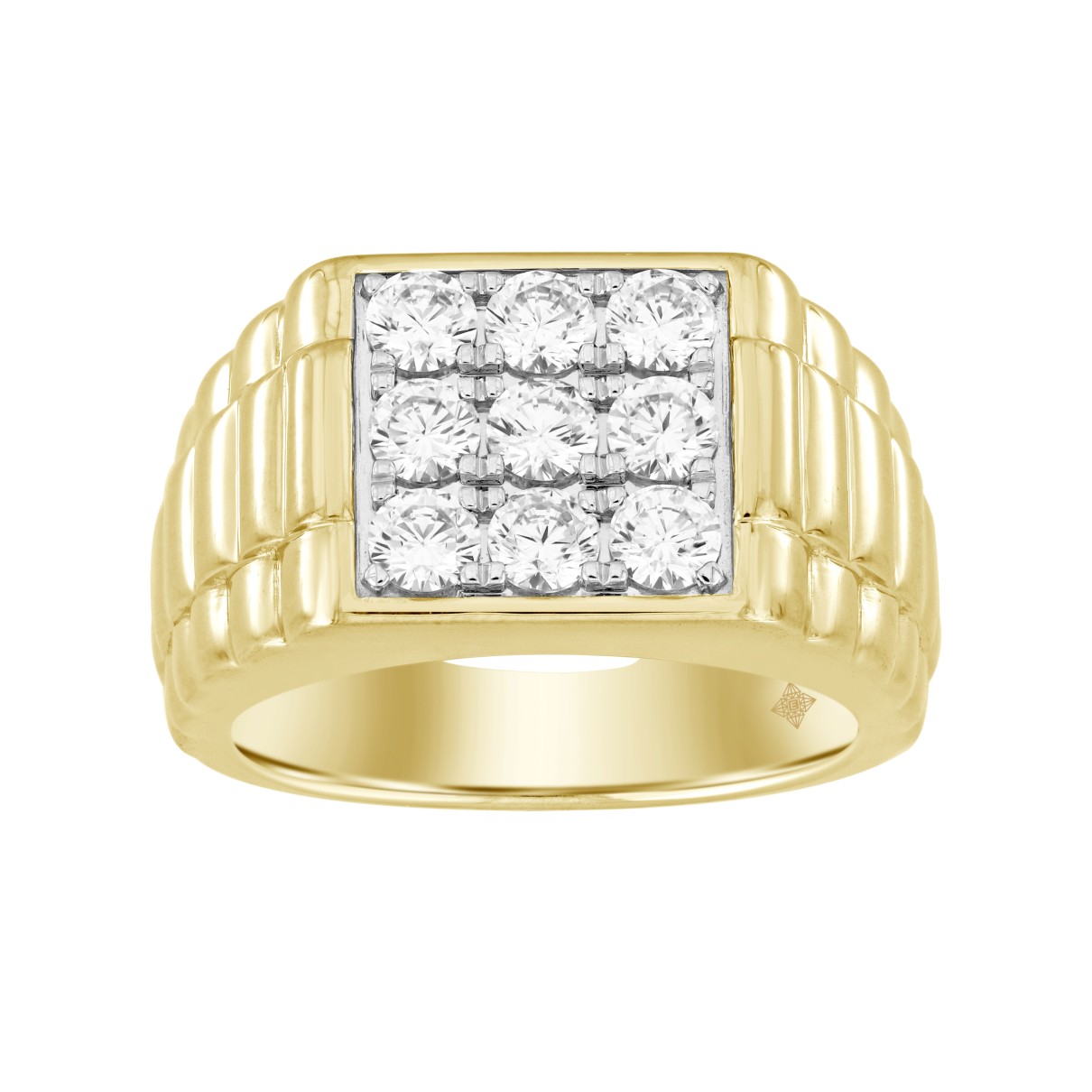 MEN'S RING 1 1/2CT ROUND DIAMOND 10K YELLOW GOLD