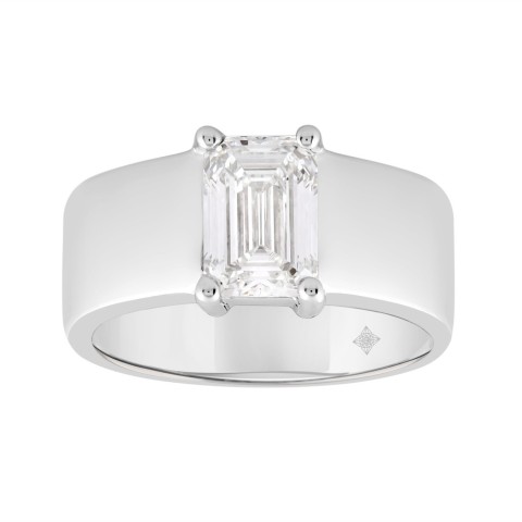 LADIES RING 2CT EMERALD DIAMOND 14K WHITE GOLD LADIES RING 2CT EMERALD DIAMOND 14K WHITE GOLD