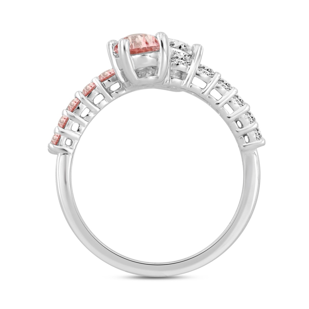 LADIES RING 1 1/2CT ROUND/OVAL DIAMOND 14K WHITE GOLD (CENTER STONE OVAL DIAMOND 1/2CT)