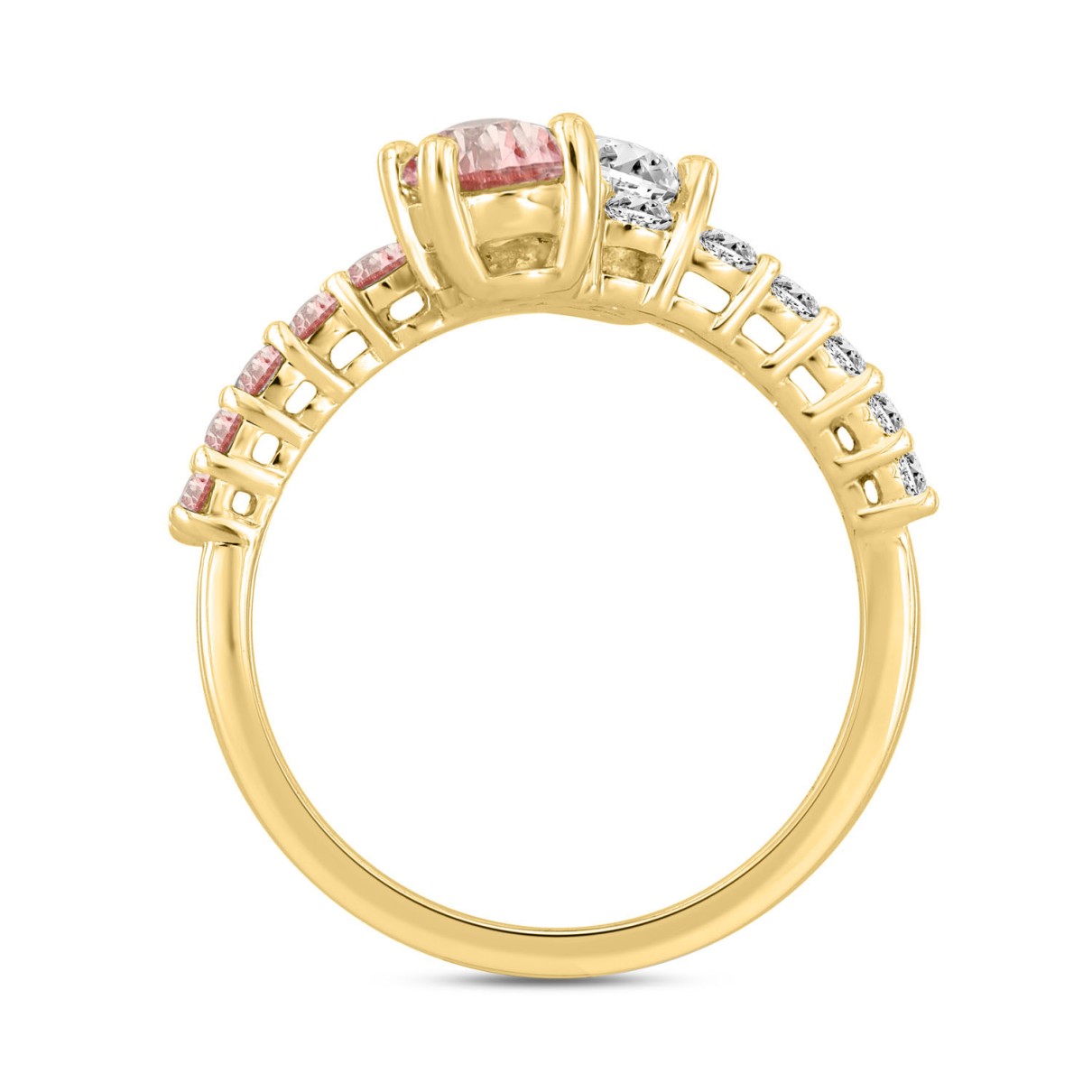 LADIES RING 1 1/2CT ROUND/OVAL DIAMOND 14K YELLOW GOLD (CENTER STONE OVAL DIAMOND 1/2 CT)