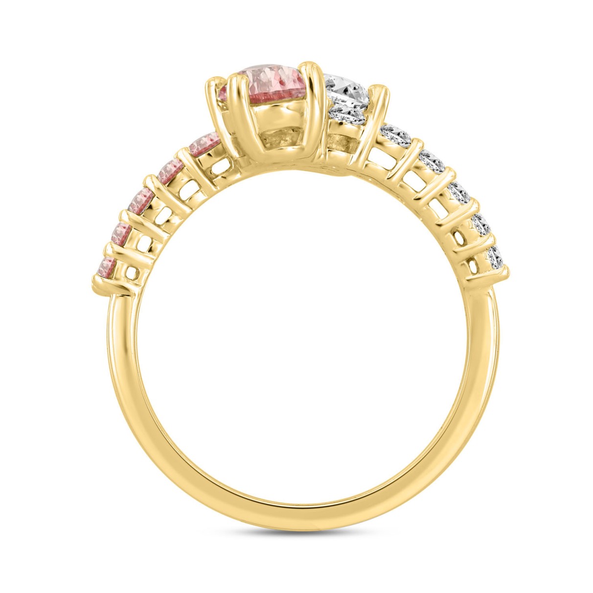 LADIES RING 1 1/2CT ROUND/OVAL DIAMOND 14K YELLOW GOLD (CENTER STONE OVAL DIAMOND 1/2CT)