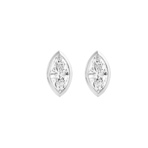 LADIES SOLITAIRE EARRINGS 1CT MARQUISE DIAMOND 14K WHITE GOLD