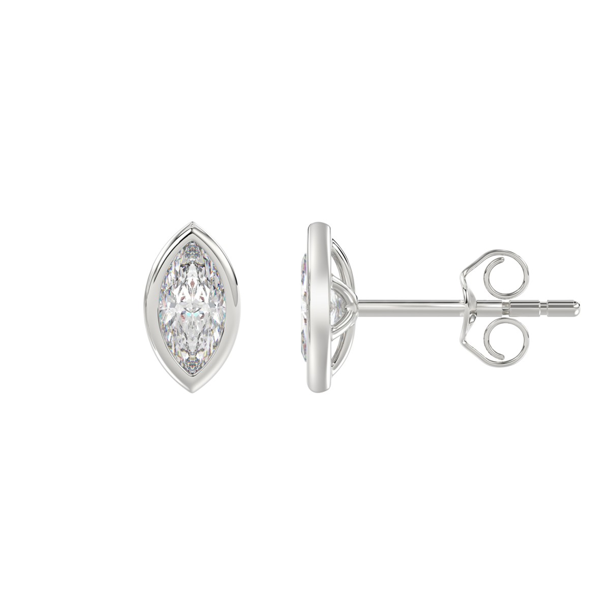 LADIES SOLITAIRE EARRINGS 1CT MARQUISE DIAMOND 14K WHITE GOLD