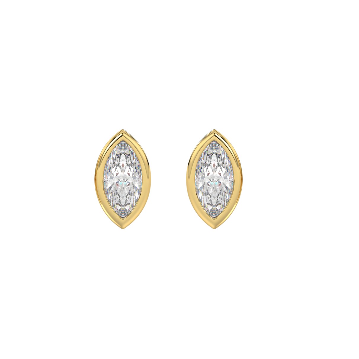 LADIES SOLITAIRE EARRINGS 1CT MARQUISE DIAMOND 14K...