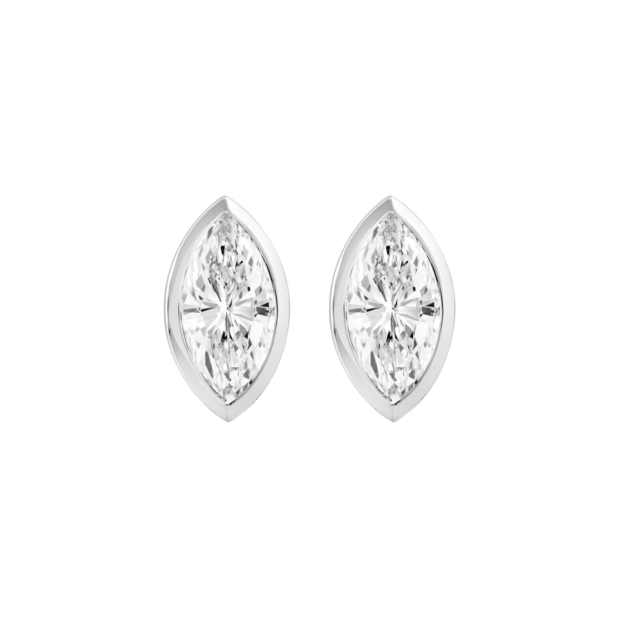 LADIES SOLITAIRE EARRINGS 2CT MARQUISE DIAMOND 14K WHITE GOLD