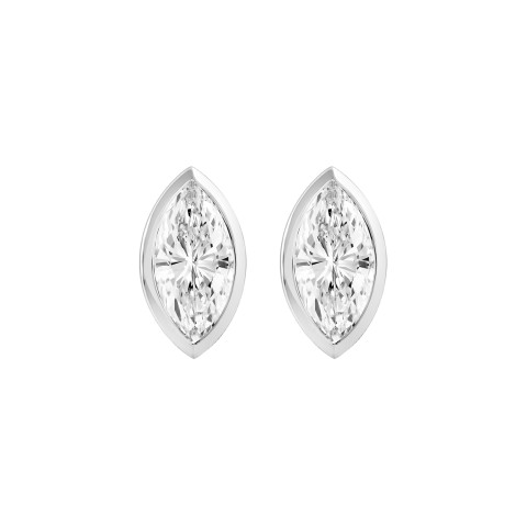 LADIES SOLITAIRE EARRINGS 2CT MARQUISE DIAMOND 14K WHITE GOLD