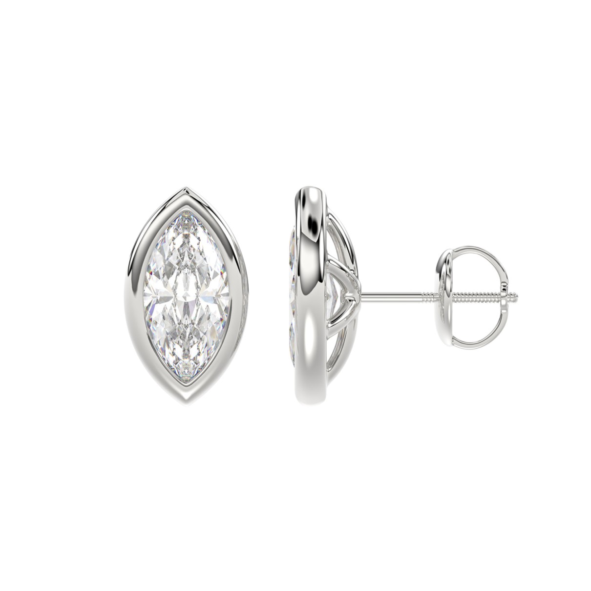 LADIES SOLITAIRE EARRINGS 2CT MARQUISE DIAMOND 14K WHITE GOLD