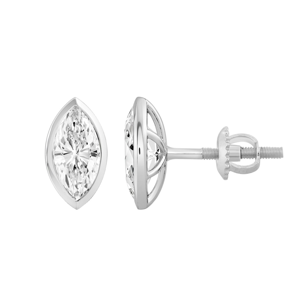 LADIES SOLITAIRE EARRINGS  2CT MARQUISE DIAMOND 14K WHITE GOLD