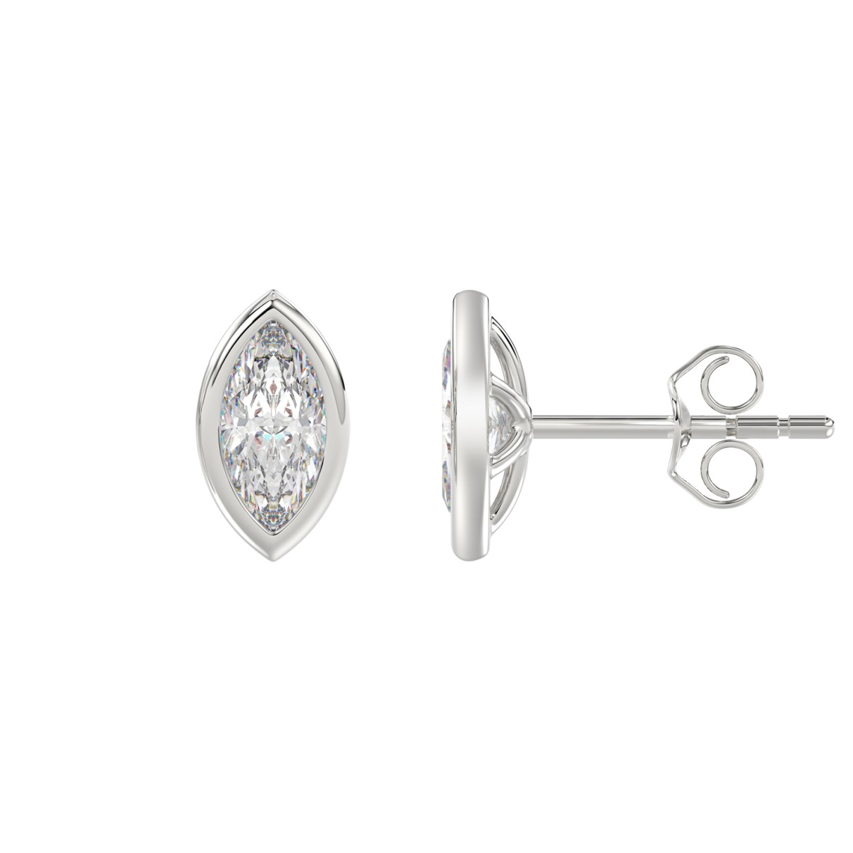 LADIES SOLITAIRE EARRINGS 2CT MARQUISE DIAMOND 14K WHITE GOLD