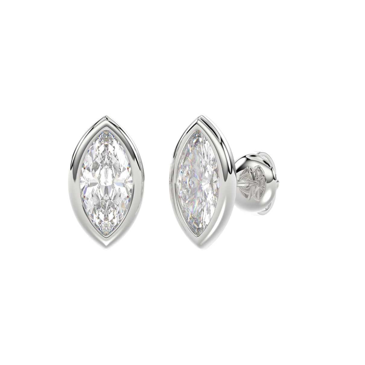 LADIES SOLITAIRE EARRINGS 2CT MARQUISE DIAMOND 14K WHITE GOLD