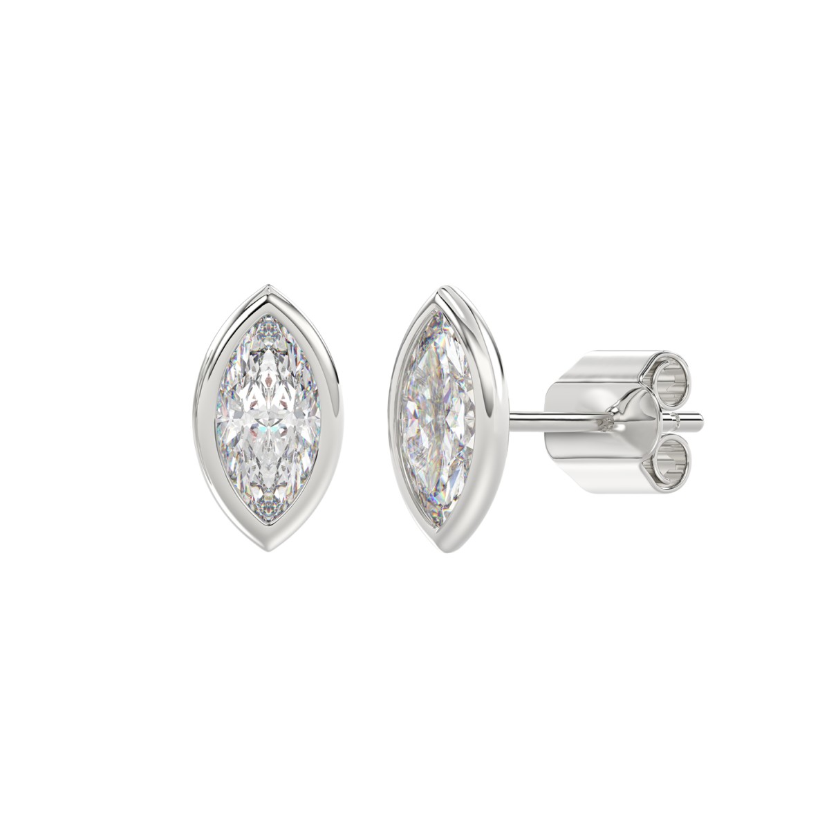 LADIES SOLITAIRE EARRINGS 2CT MARQUISE DIAMOND 14K WHITE GOLD