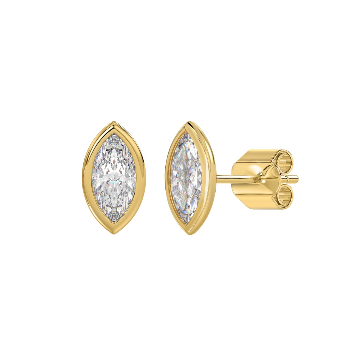 LADIES SOLITAIRE EARRINGS 2CT MARQUISE DIAMOND 14K YELLOW GOLD