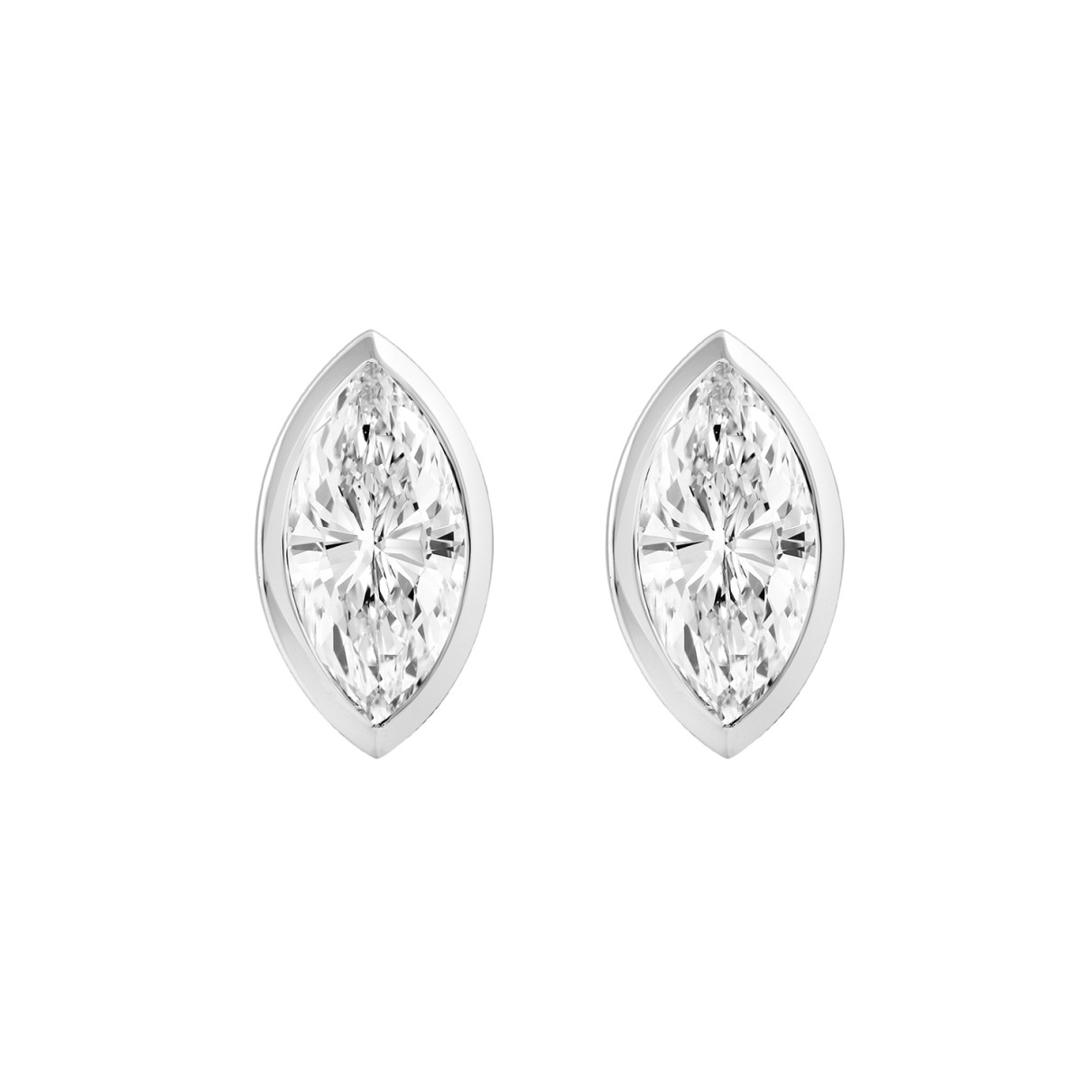 LADIES SOLITAIRE EARRINGS 3CT MARQUISE DIAMOND 14K WHITE GOLD