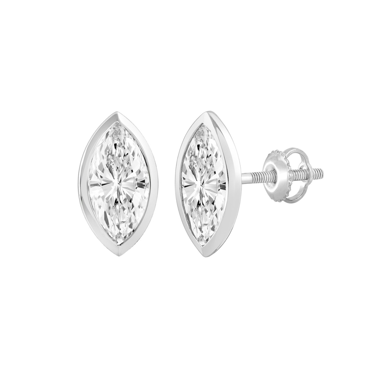 LADIES SOLITAIRE EARRINGS 3CT MARQUISE DIAMOND 14K WHITE GOLD
