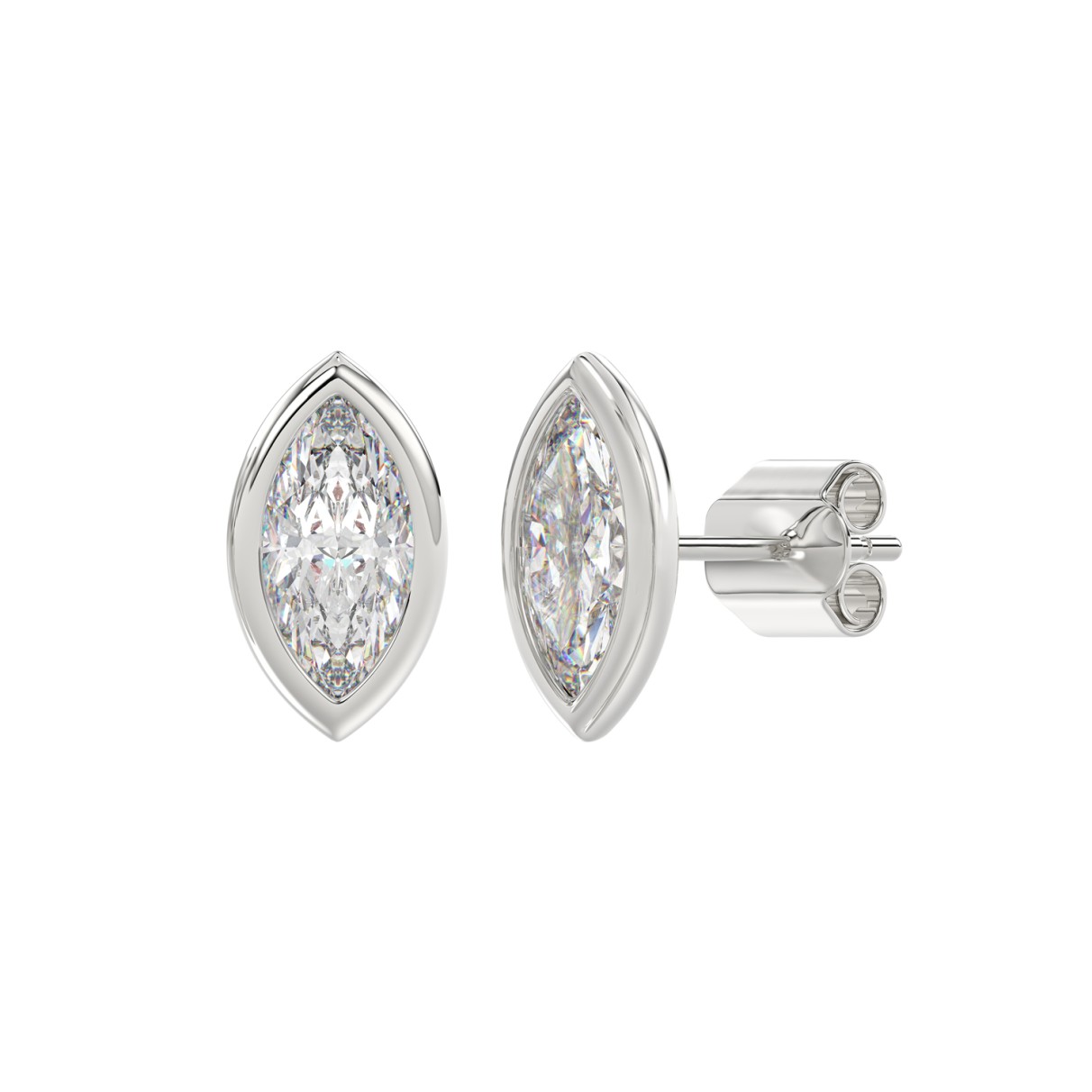 LADIES SOLITAIRE EARRINGS 3CT MARQUISE DIAMOND 14K WHITE GOLD