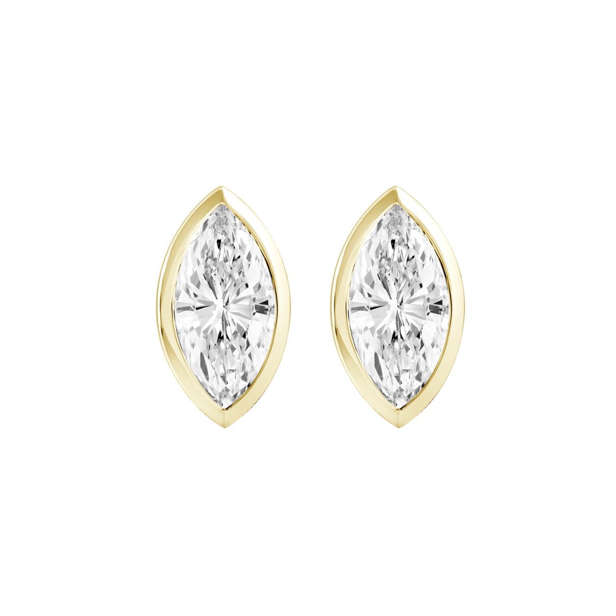 LADIES SOLITAIRE EARRINGS 3CT MARQUISE DIAMOND 14K YELLOW GOLD