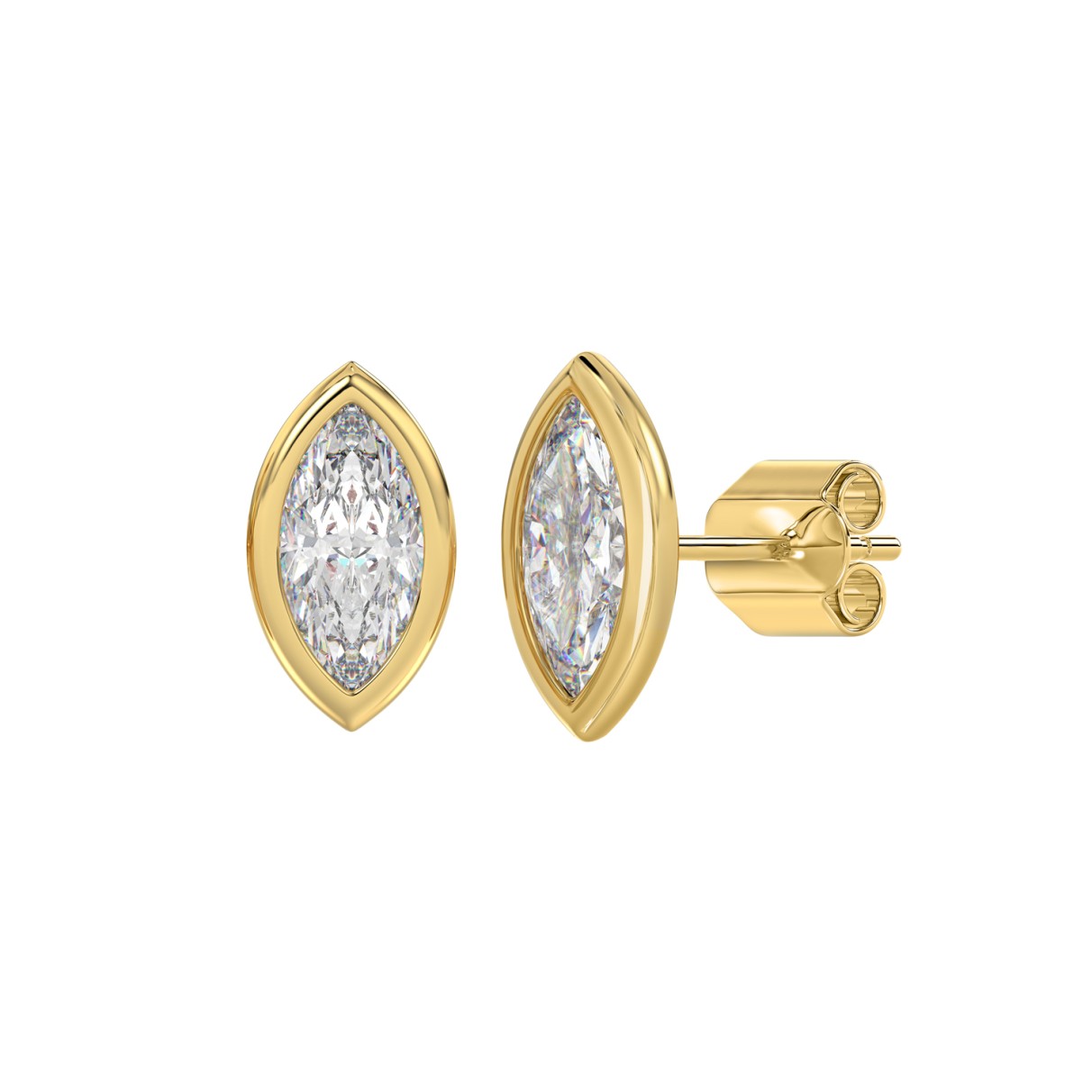 LADIES SOLITAIRE EARRINGS 3CT MARQUISE DIAMOND 14K YELLOW GOLD