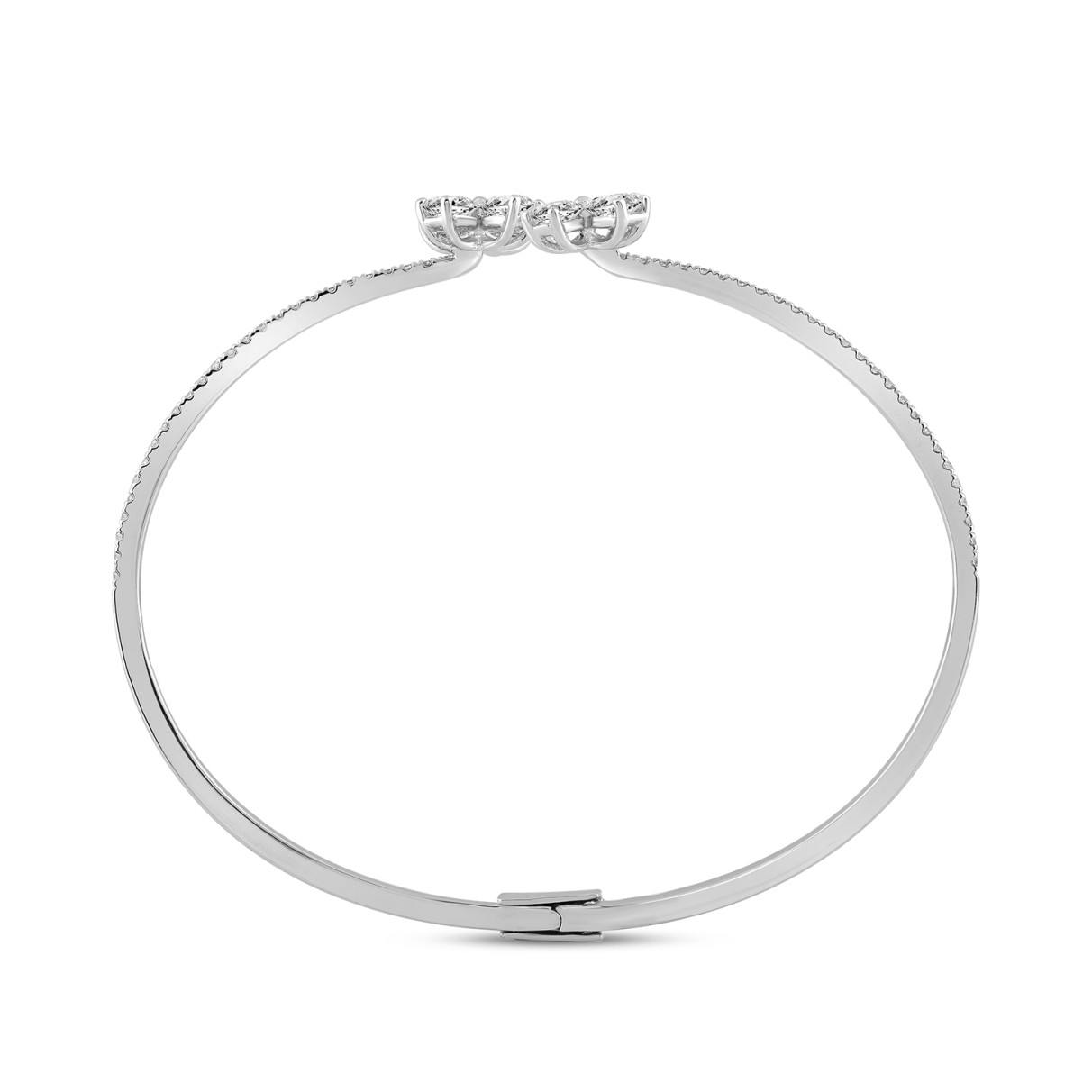 LADIES BANGLE 1 1/2CT ROUND/PEAR DIAMOND 14K WHITE GOLD 