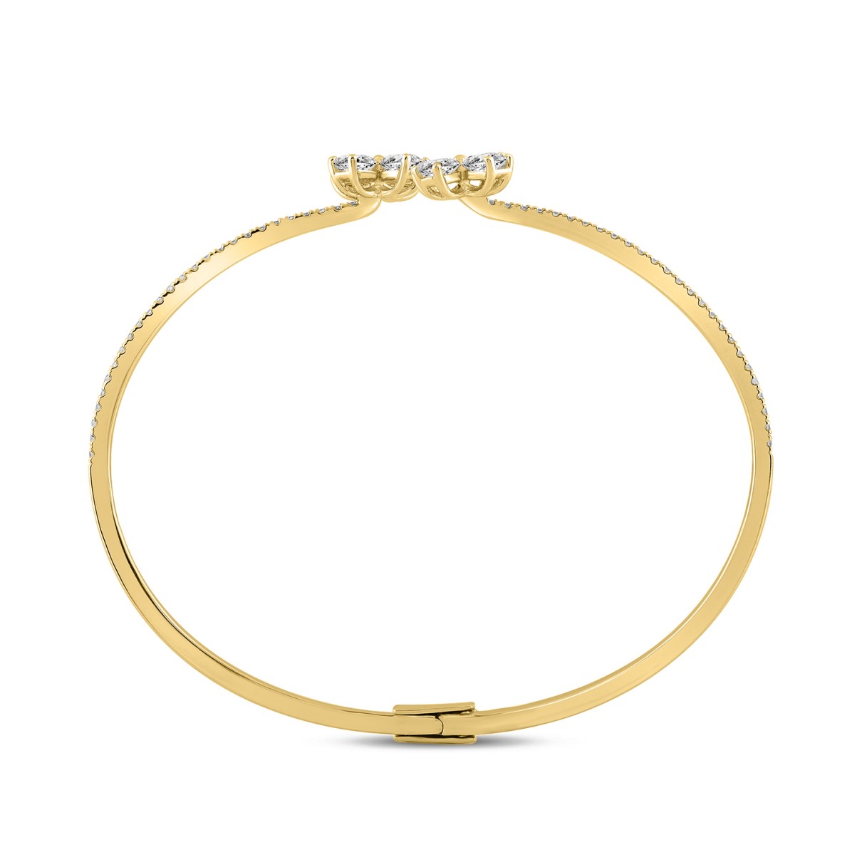 LADIES BANGLE 1 1/2CT ROUND/PEAR DIAMOND 14K YELLOW GOLD 