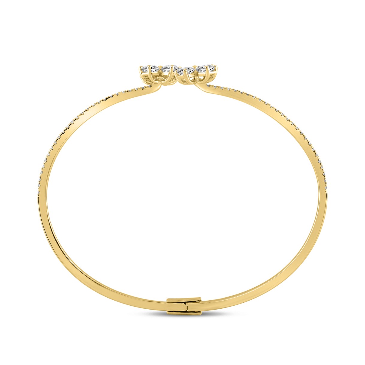 LADIES BANGLE 1 1/2CT ROUND/PEAR DIAMOND 14K YELLOW GOLD 
