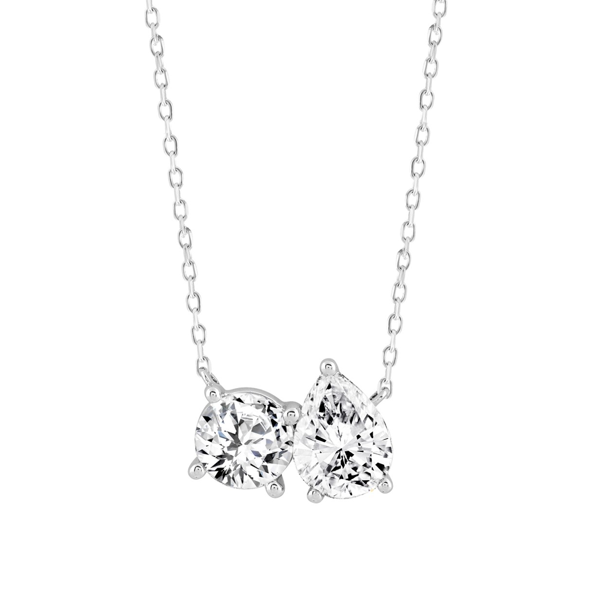 LADIES NECKLACE 1 1/2CT ROUND/PEAR DIAMOND 14K WHI...